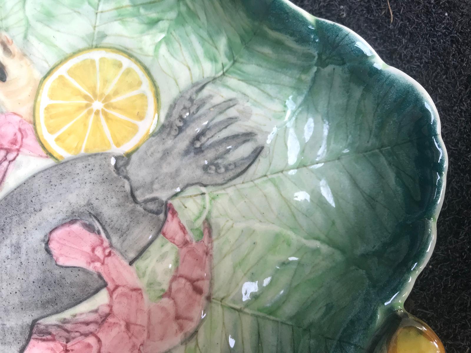 Spanish Goodfriend Majolica Sea Life Seafood Platter, Marked, circa 1940s For Sale 4