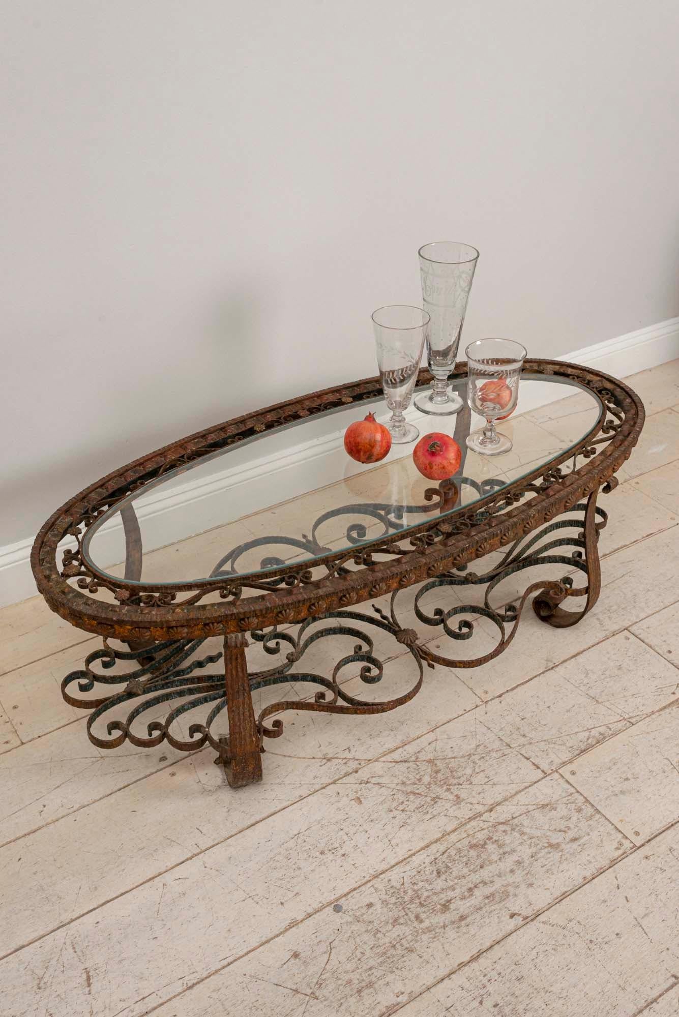 wrought iron glass coffee table