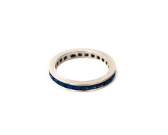 Vintage 18 Karat White Gold French Cut Sapphires Eternity Band, circa 1940s