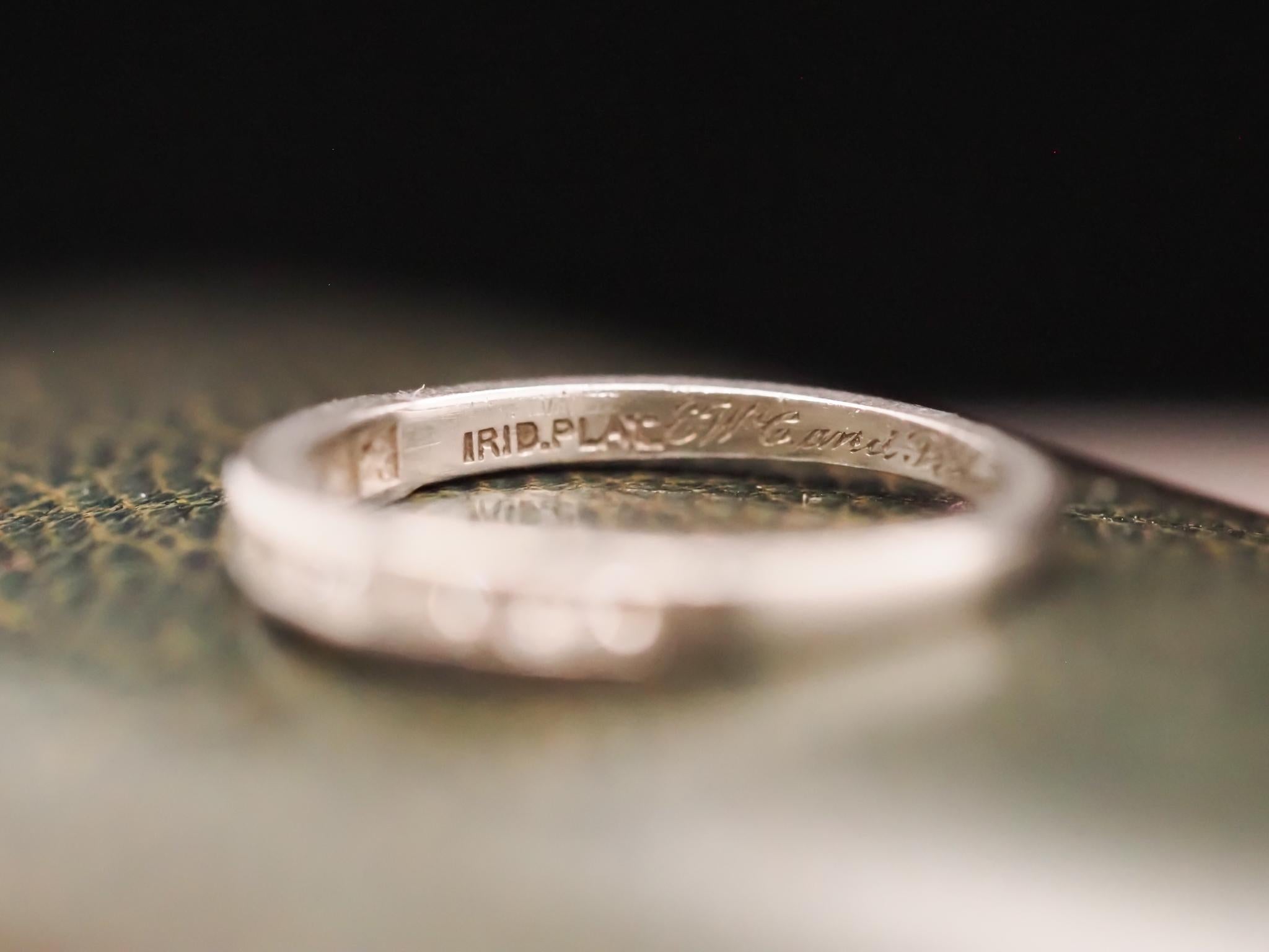  Circa 1943 Engraved Tiffany & Co Diamond Wedding Band For Sale 2