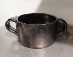 Rare Robert Picault's Sugar Covered Pot, Ceramic Black Glaze, circa 1948