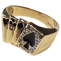 Circa 1950 10K gold ring with playing cards