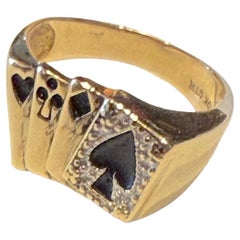 Vintage Circa 1950 10K gold ring with playing cards