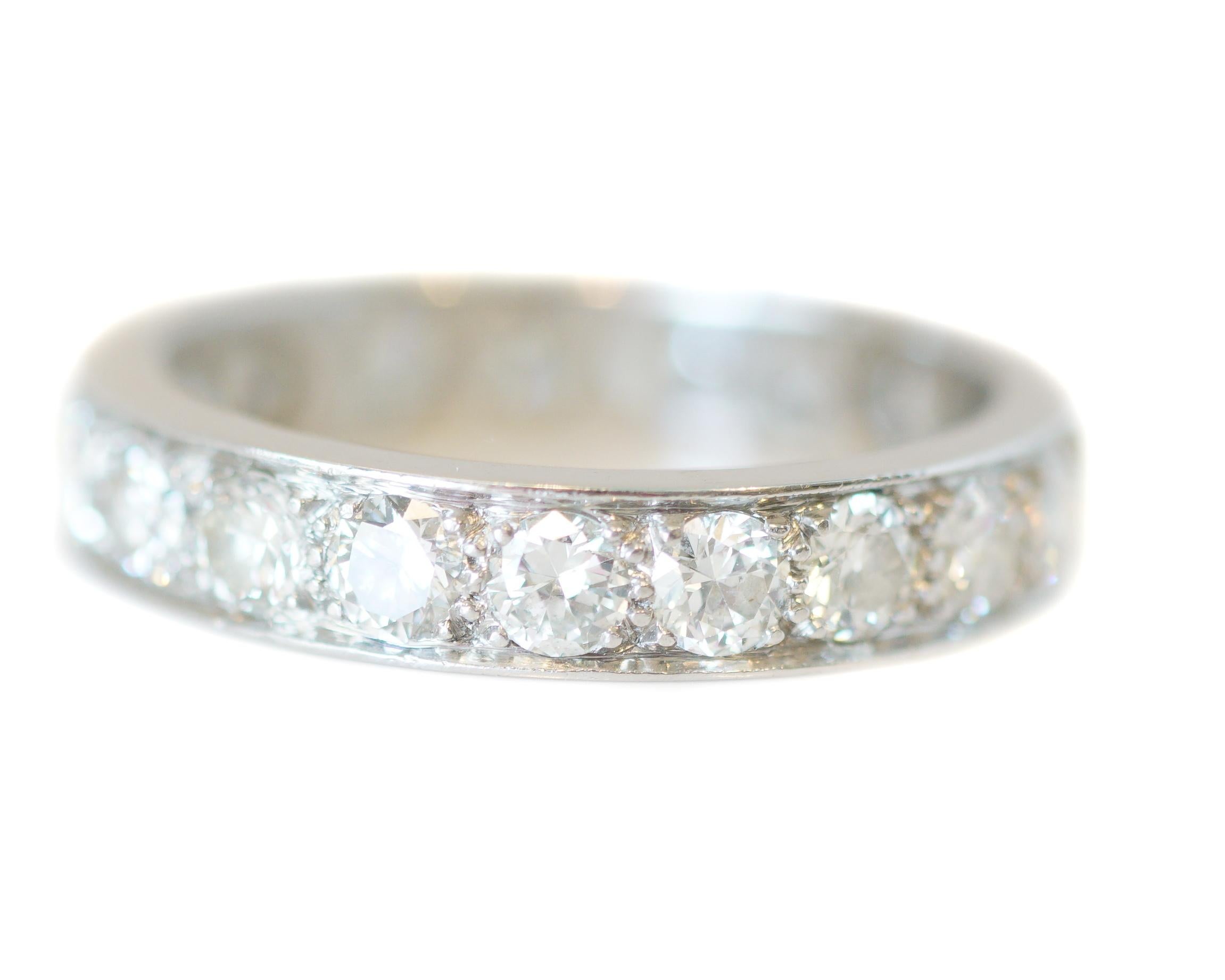 Here we have an 1950s Platinum Diamond wedding band! The diamonds are 2.09 cttw 