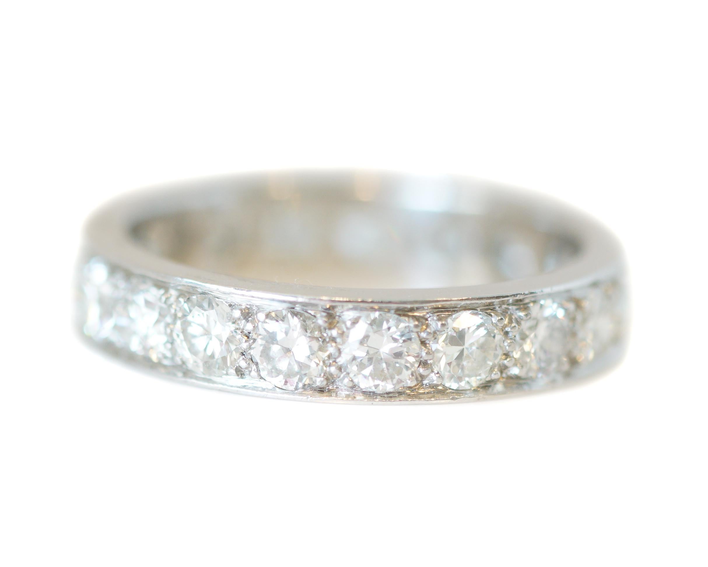 Retro 2.09 Carat Vintage Diamond Platinum Eternity Band, circa 1950