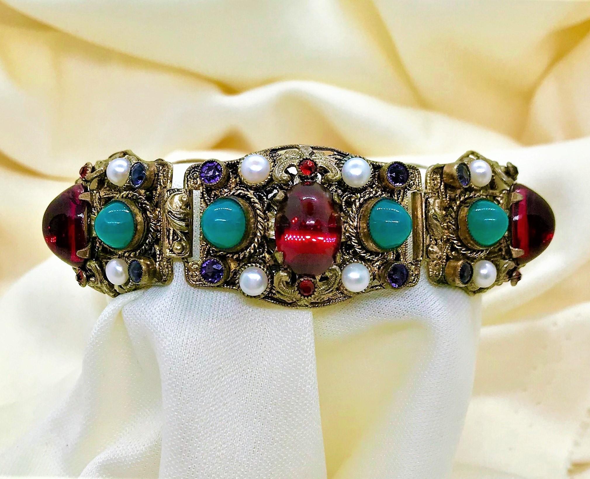 Circa 1950 Austro Hungarian Revival Jeweled Bracelet  For Sale 2