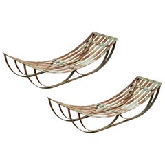 Circa 1950 French Sculptural Steel Lounges Pair