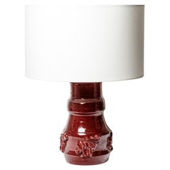 Vintage Circa 1950 large red ceramic table lamp by Jean Austruy 20th century design