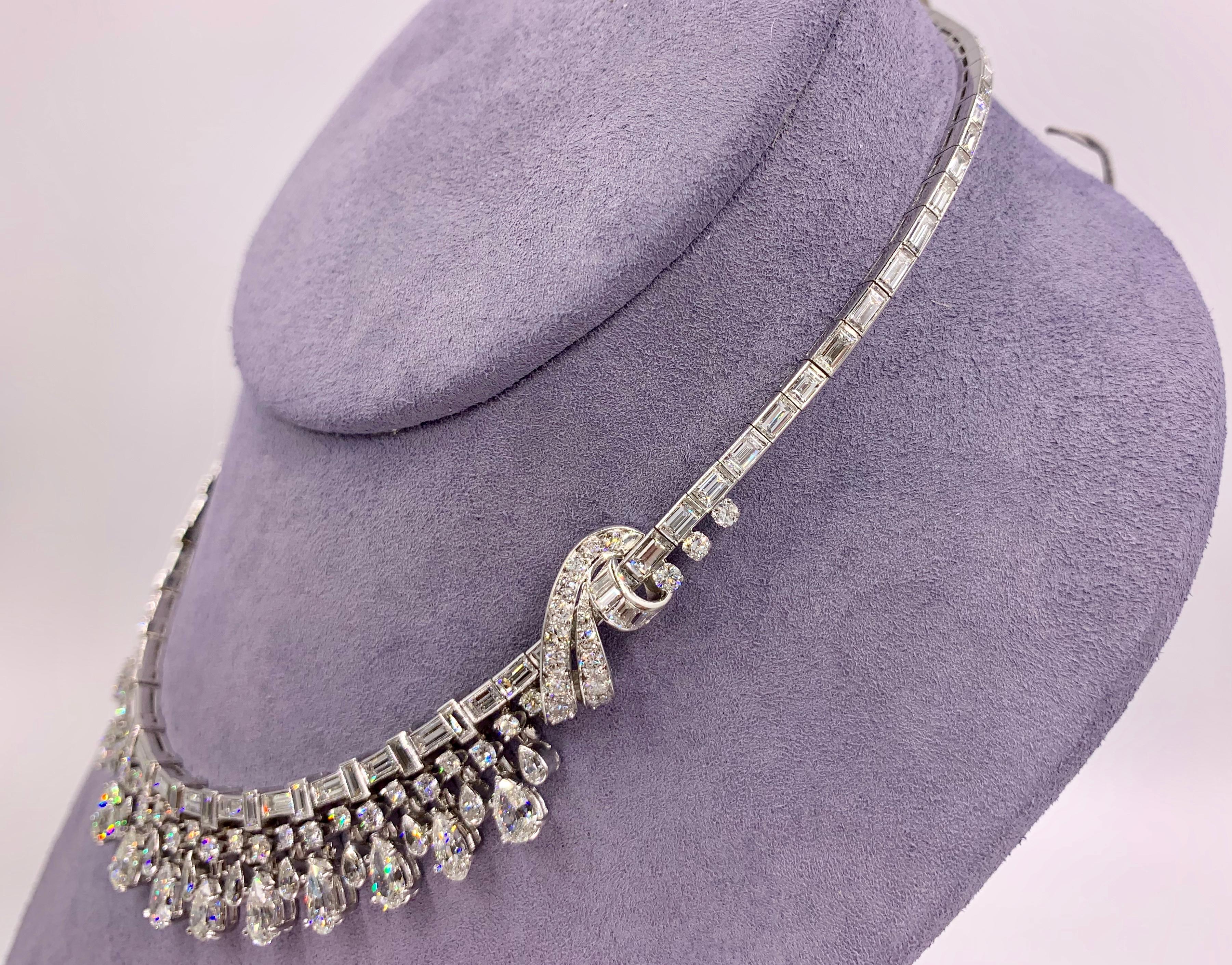 Platinum and Diamond Necklace Approximately 43 Carat Total Weight, circa 1950 For Sale 6