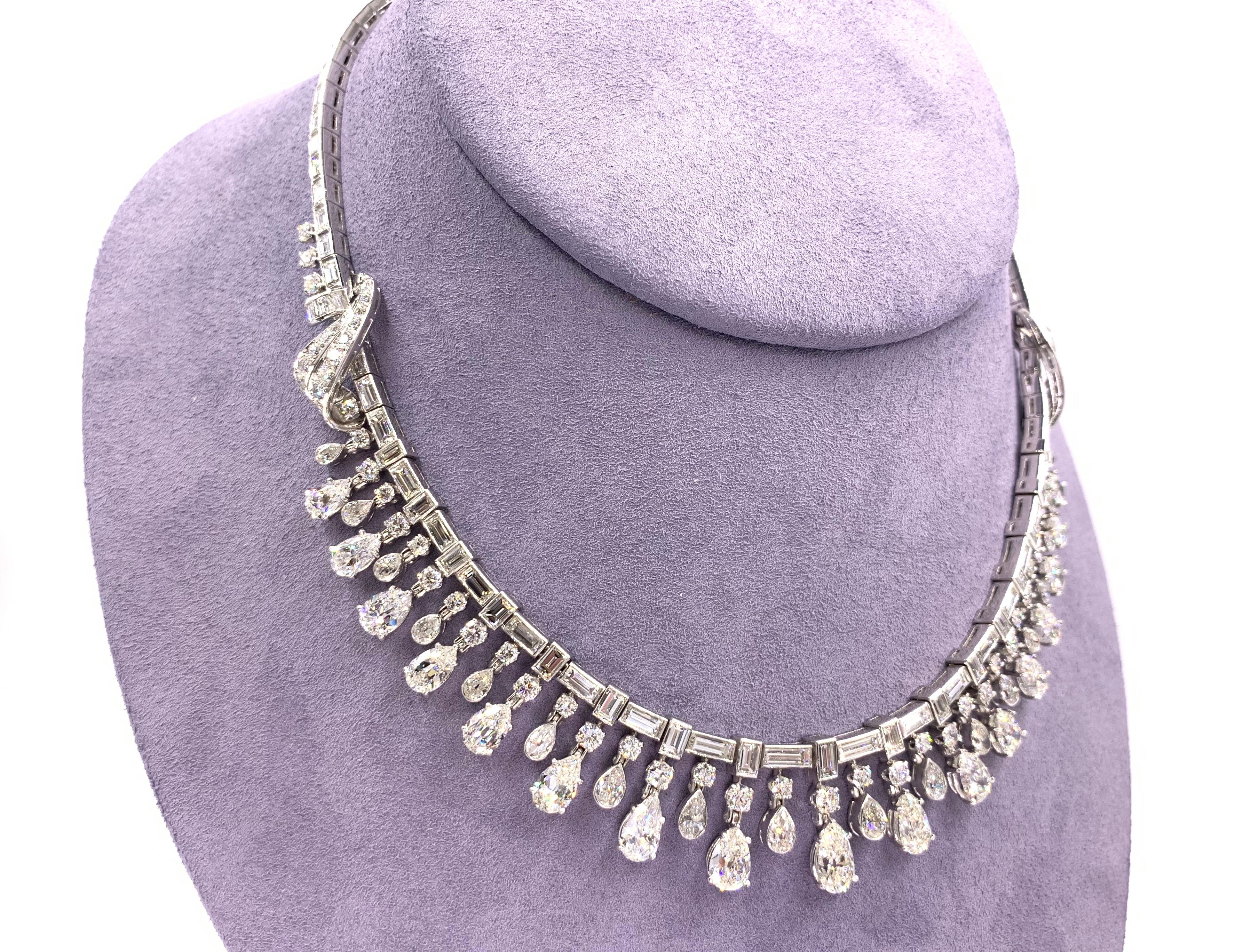 Platinum and Diamond Necklace Approximately 43 Carat Total Weight, circa 1950 For Sale 5