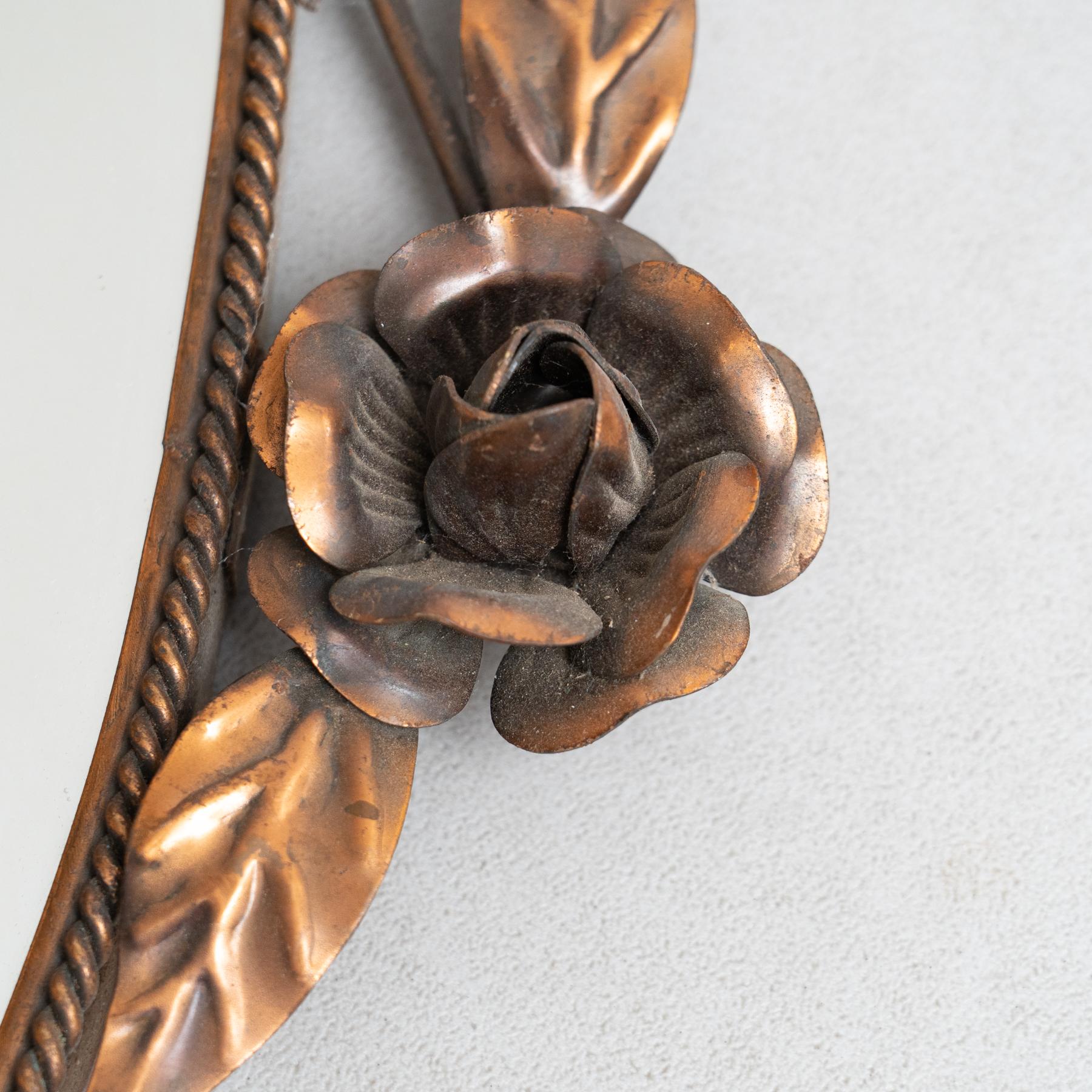 Espejo de metal español Circa 1950 - Mid-Century Vintage Design Metal en venta