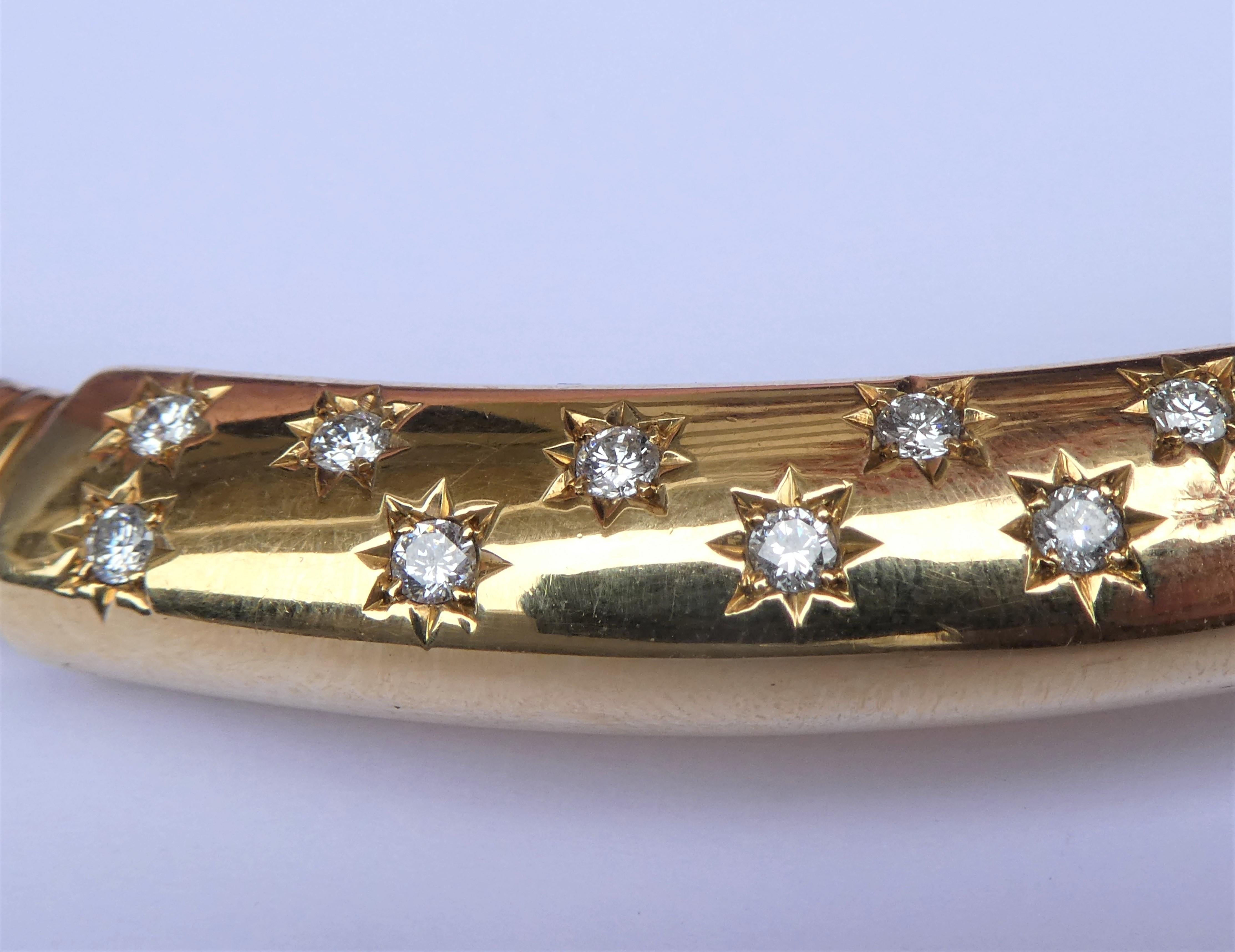 Tiffany & Co. 18 Karat Gold Diamonds Flexible Tubogas Choker Necklace circa 1950 For Sale 1