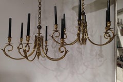 Pair of Golden with Fine Gold Chandeliers, circa 1950