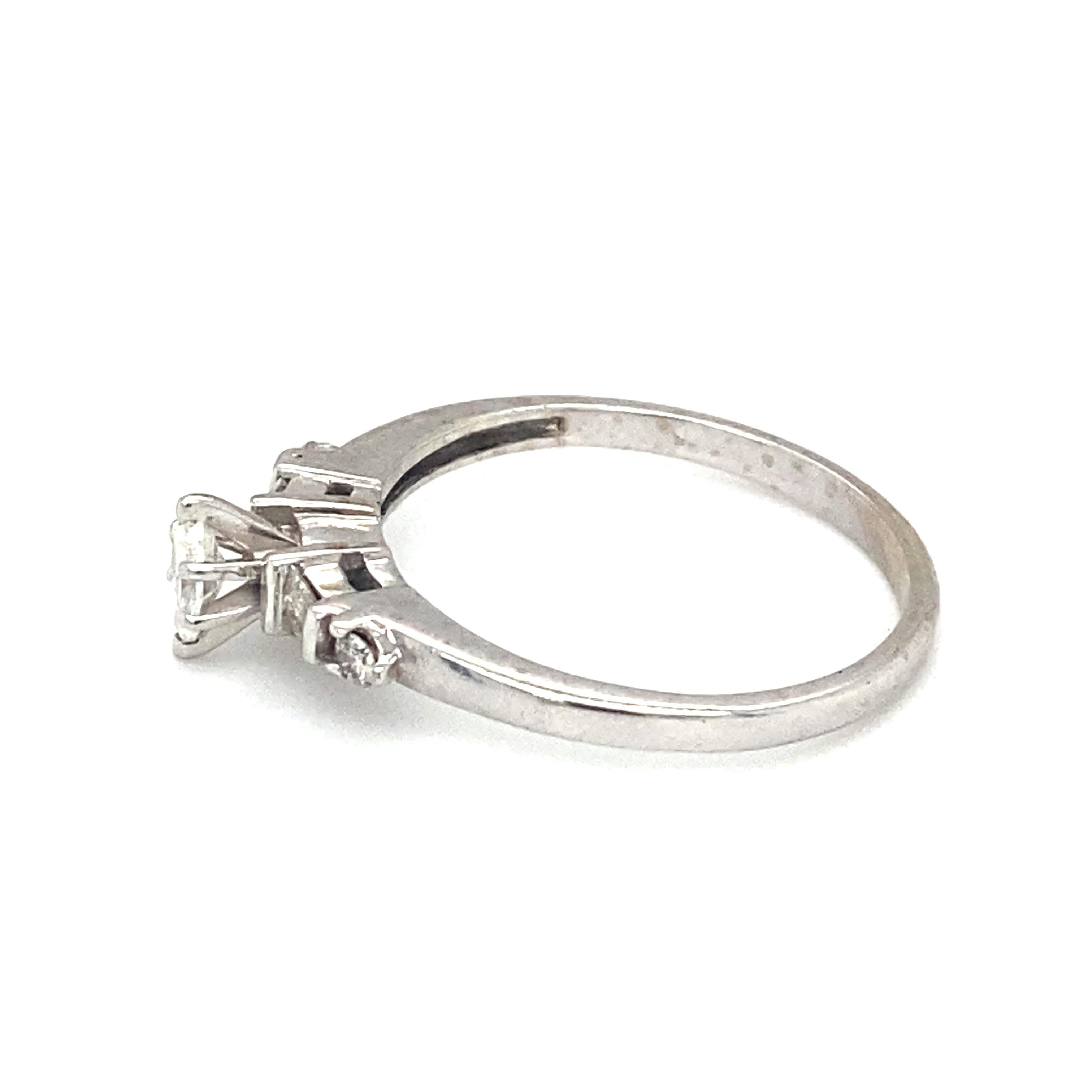 Marquise Cut Circa 1950s 0.25ct Marquise Diamond Engagement Ring in 14K White Gold For Sale