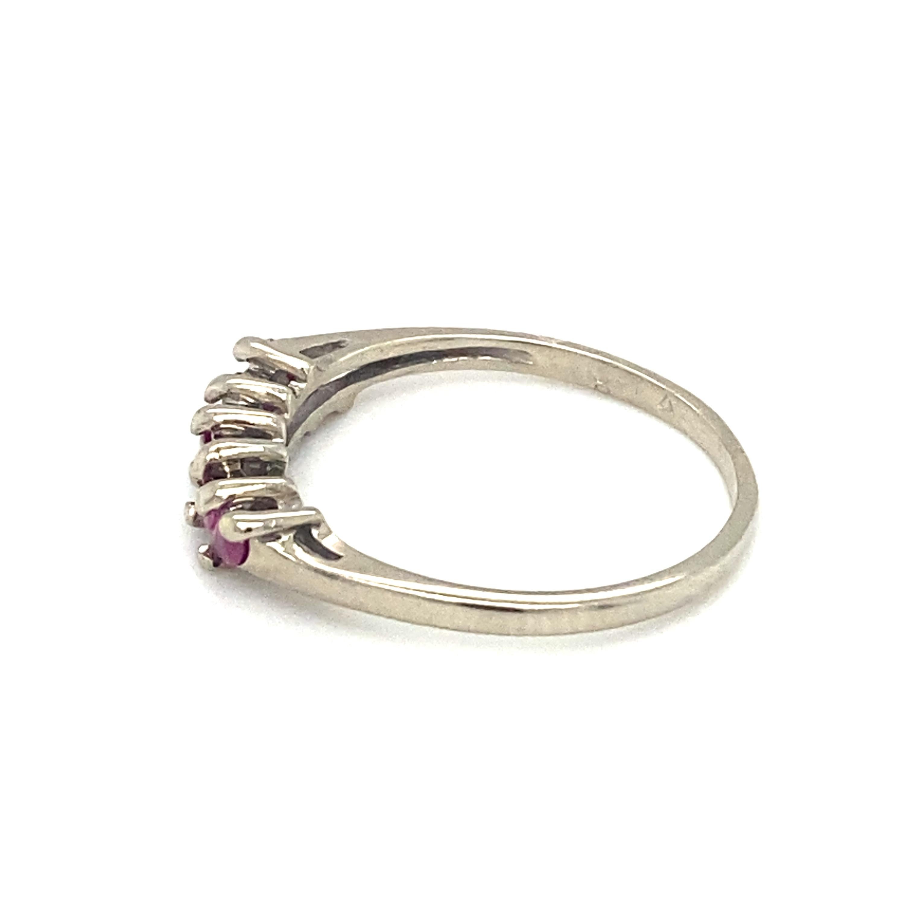 Circa 1950s 0.30 Ctw Marquise Ruby Anniversary Band in 10K White Gold For Sale 1