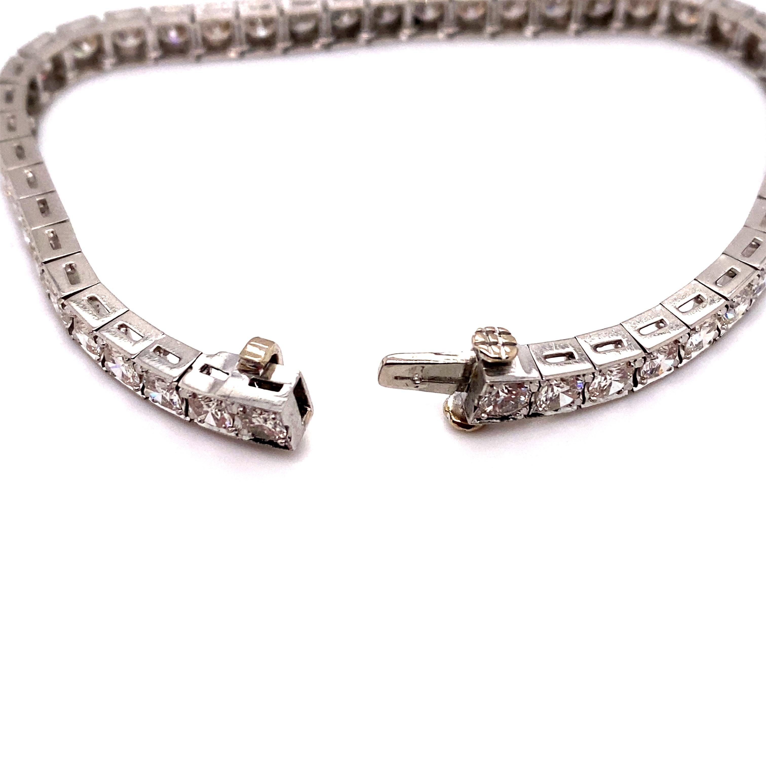 Platin-Tennisarmband mit 11,25 Karat Diamanten, ca. 1950er Jahre (Retro)