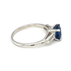 Circa 1950s 2.40 Carat Ceylon Sapphire and Diamond Ring in Platinum