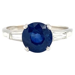 Anello in platino con zaffiro di Ceylon e diamanti da 2,40 carati, circa 1950