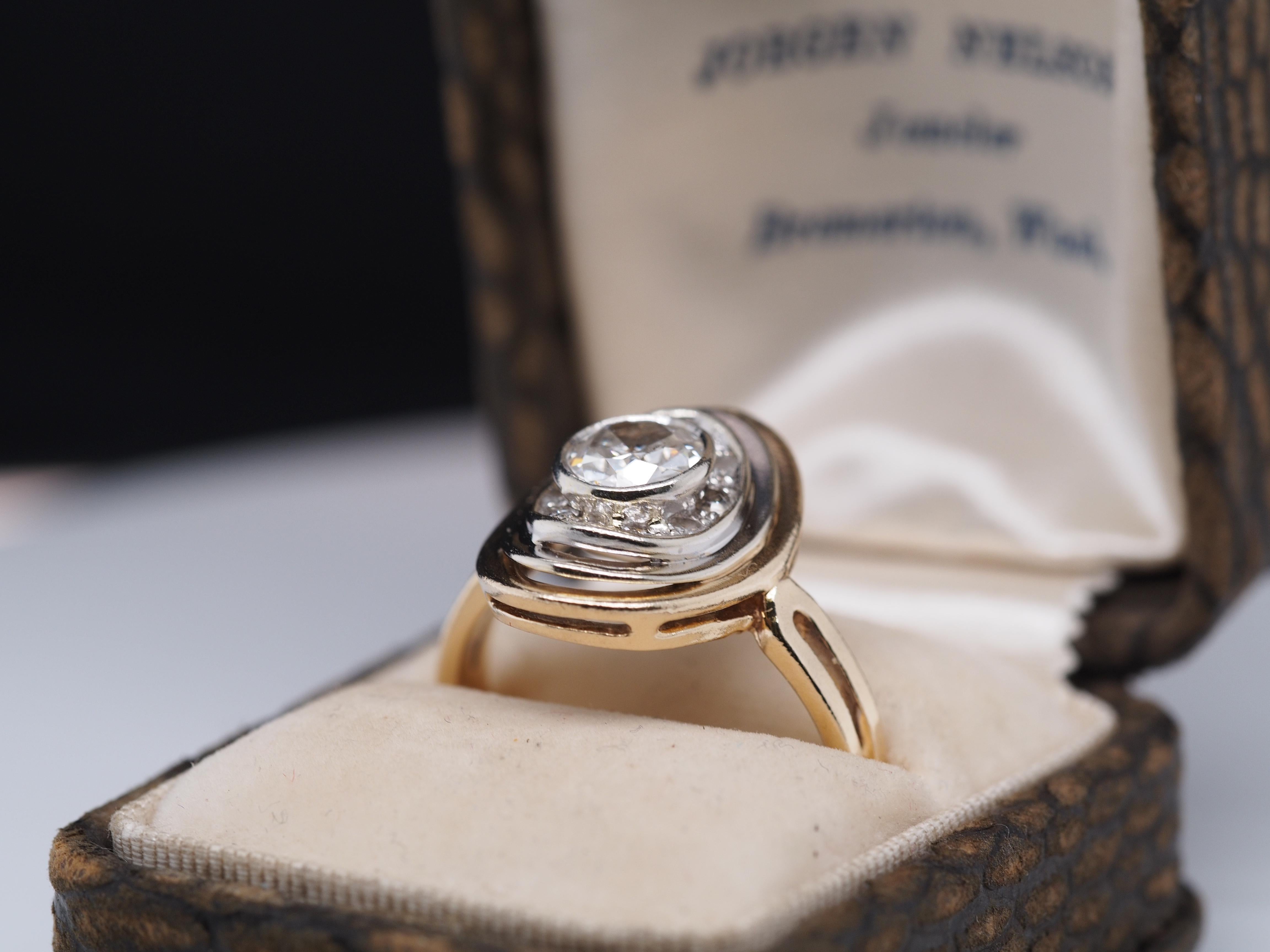 .70ct Transitional Round Engagement Ring, circa 1950s For Sale 1