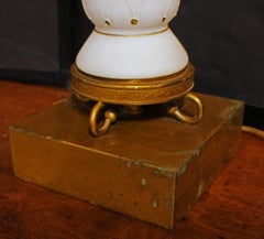 Circa 1950s American Pair of Glass Faux Marble Lamps