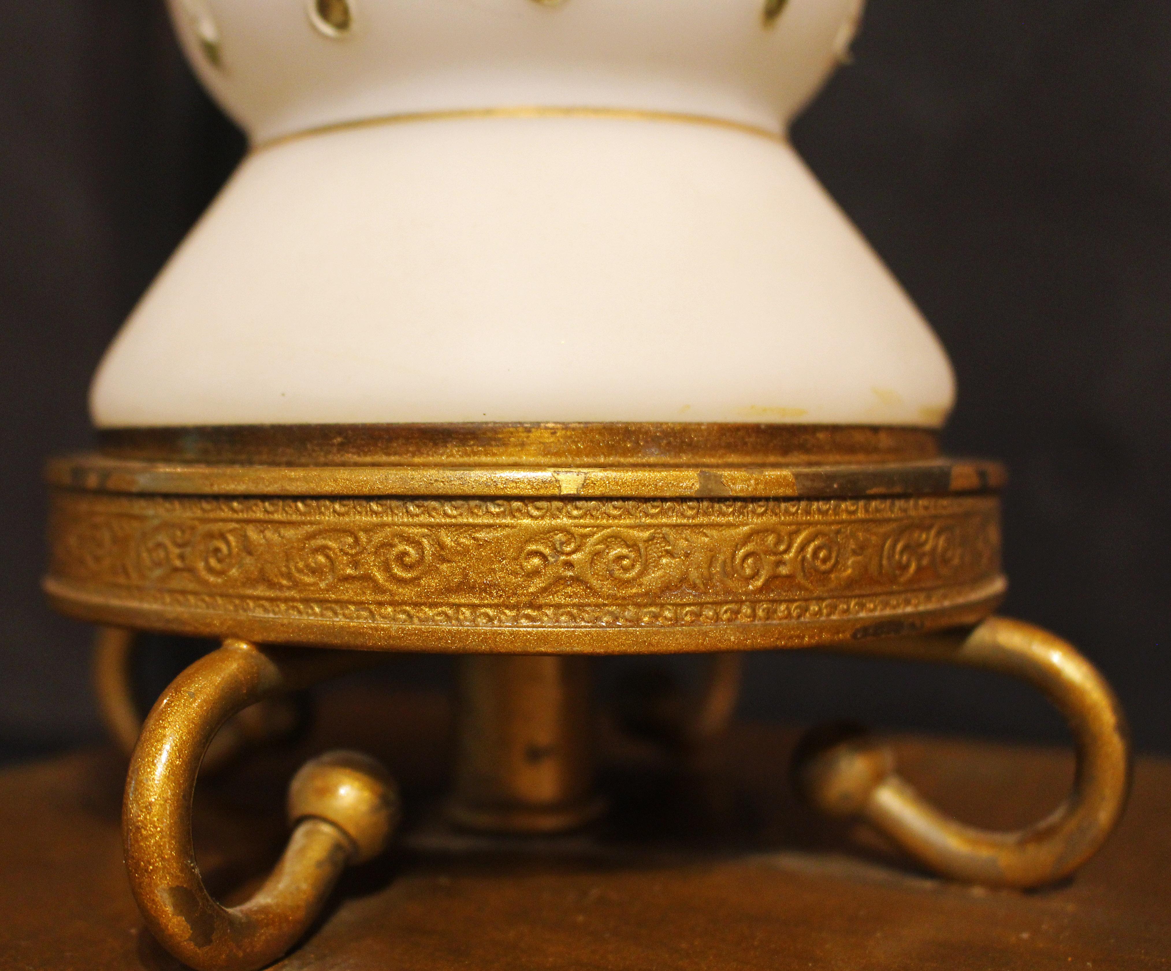 Hollywood Regency Circa 1950s American Pair of Glass Faux Marble Lamps For Sale