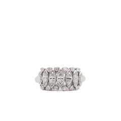 Circa 1950s Antique Marquise Diamond Band Ring