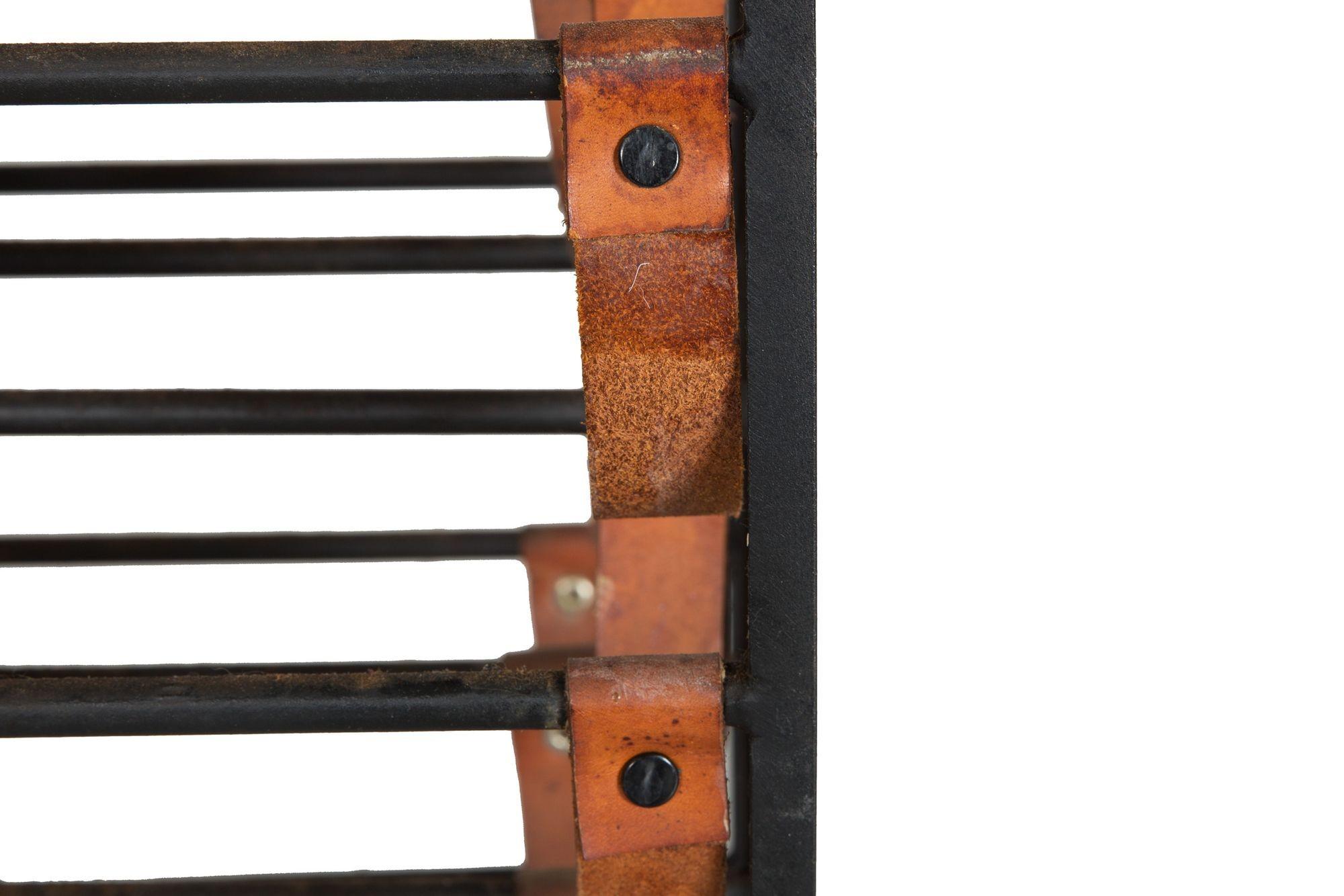 Circa 1950s Arthur Umanoff Iron & Leather 21-Bottle Wine Rack Accent Table 6