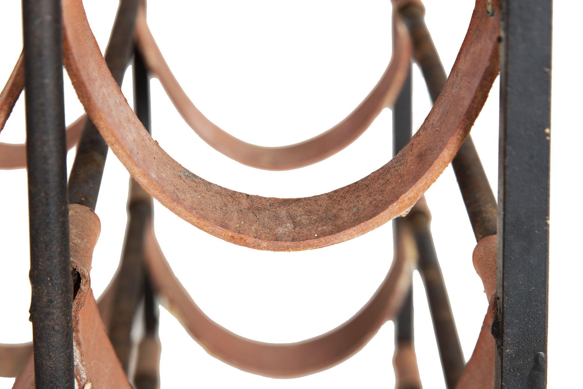 Circa 1950s Arthur Umanoff Iron & Leather 21-Bottle Wine Rack Accent Table 8