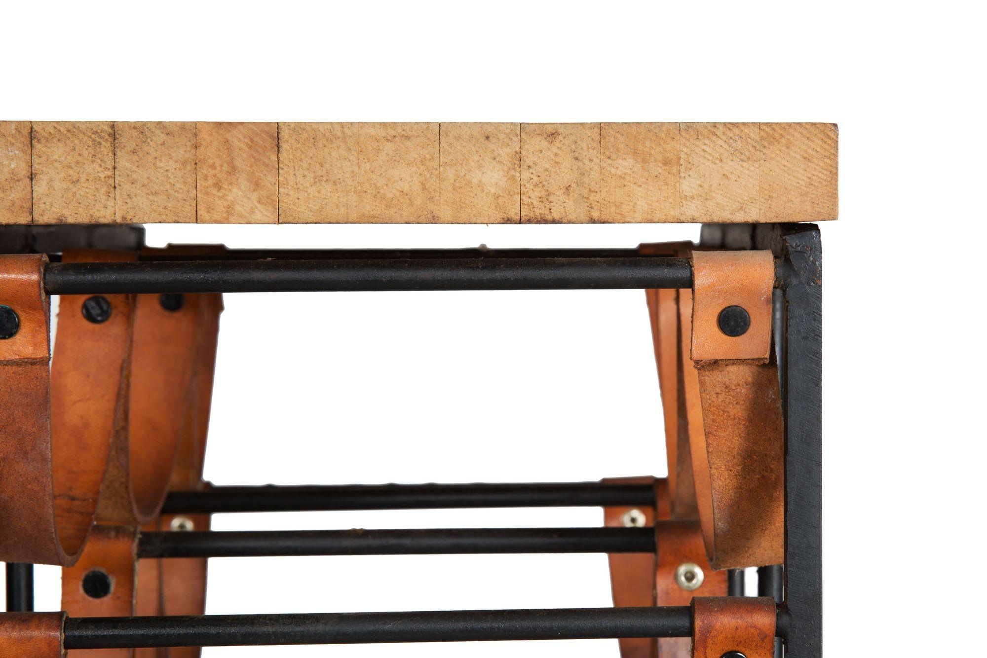 Circa 1950s Arthur Umanoff Iron & Leather 21-Bottle Wine Rack Accent Table 2