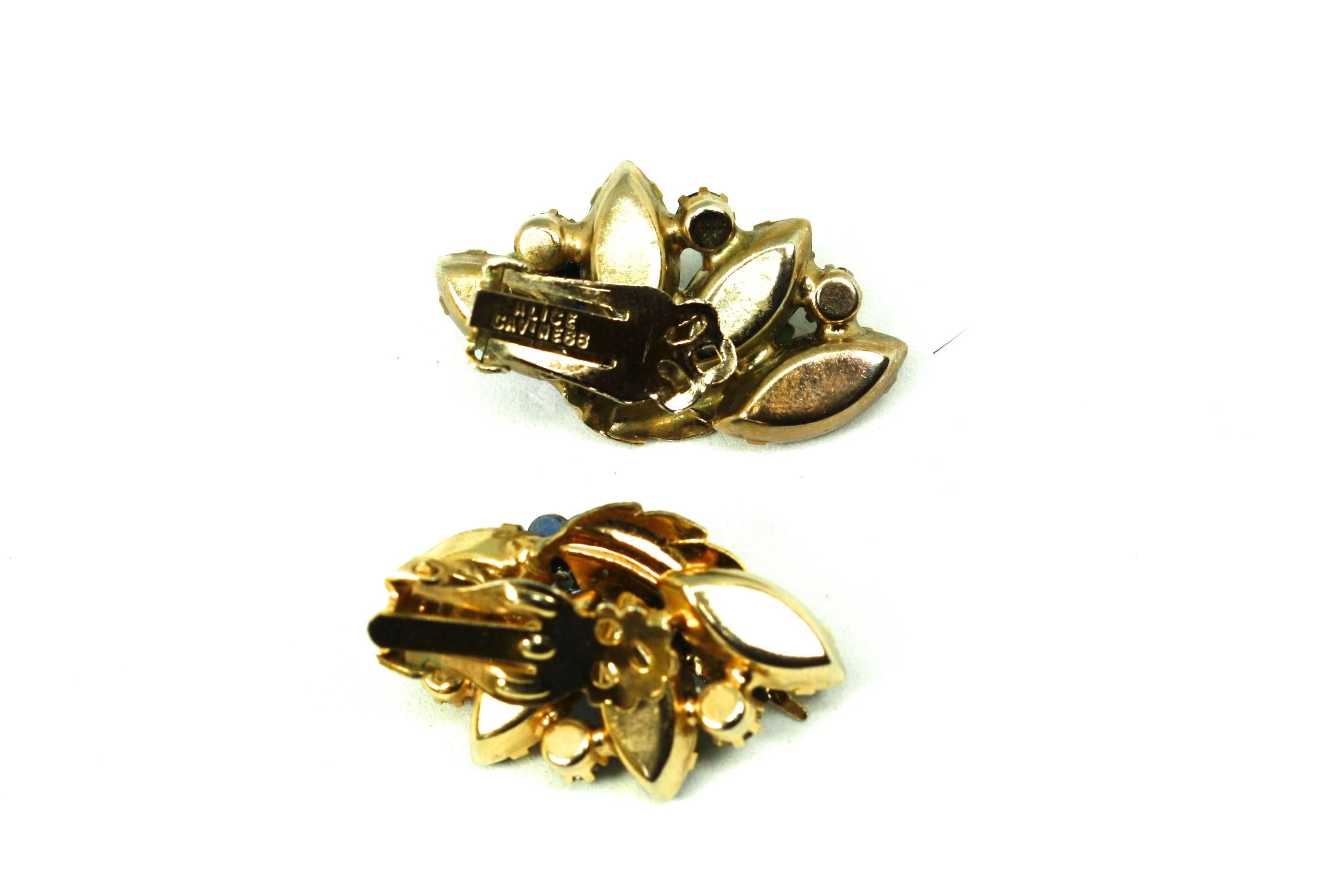 Women's Circa 1950's Brooch and Clip Earrings Suite by Alice Caviness For Sale
