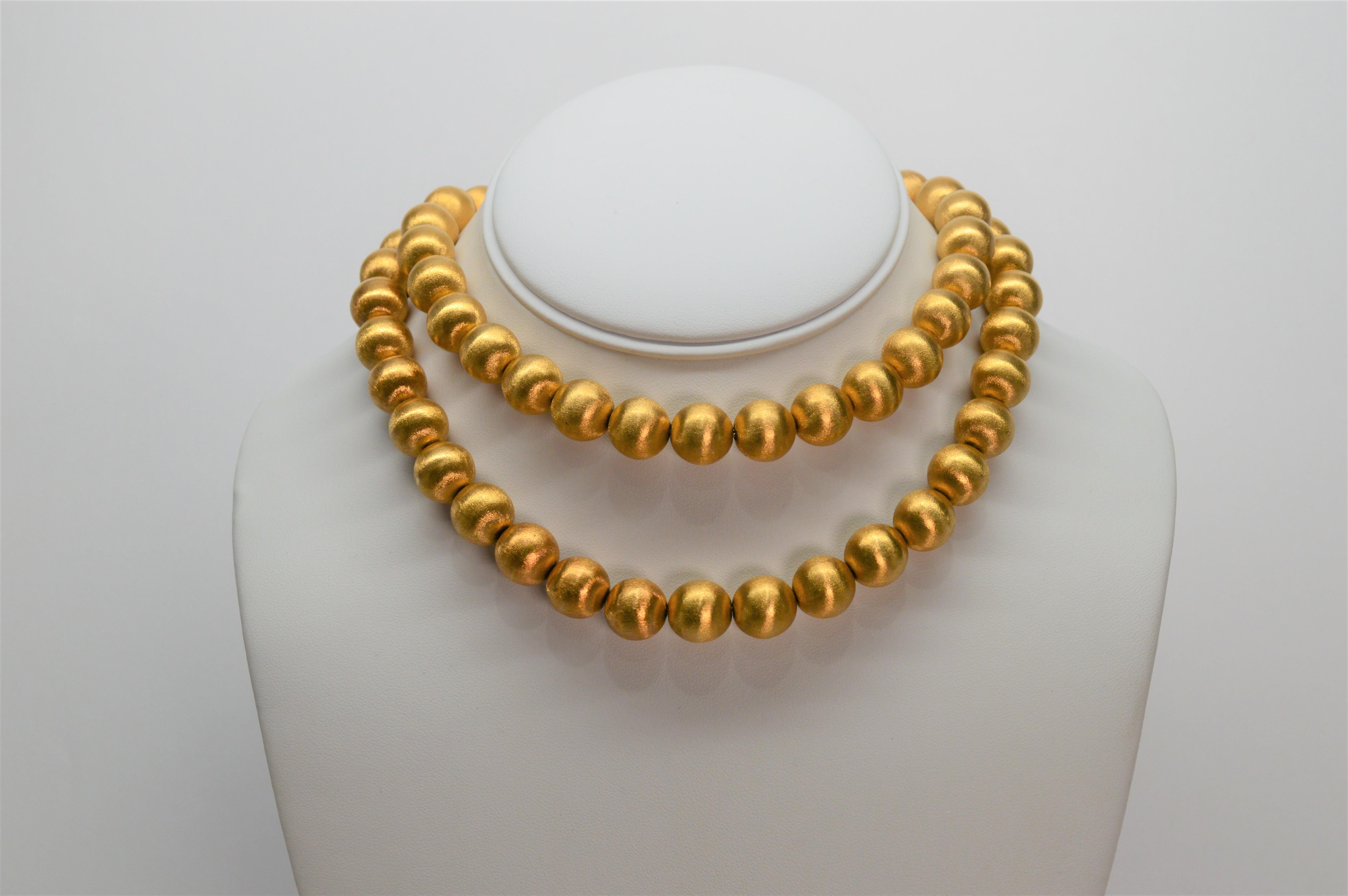 Women's Satin 18 Karat Gold Bead Necklace and Earring Set