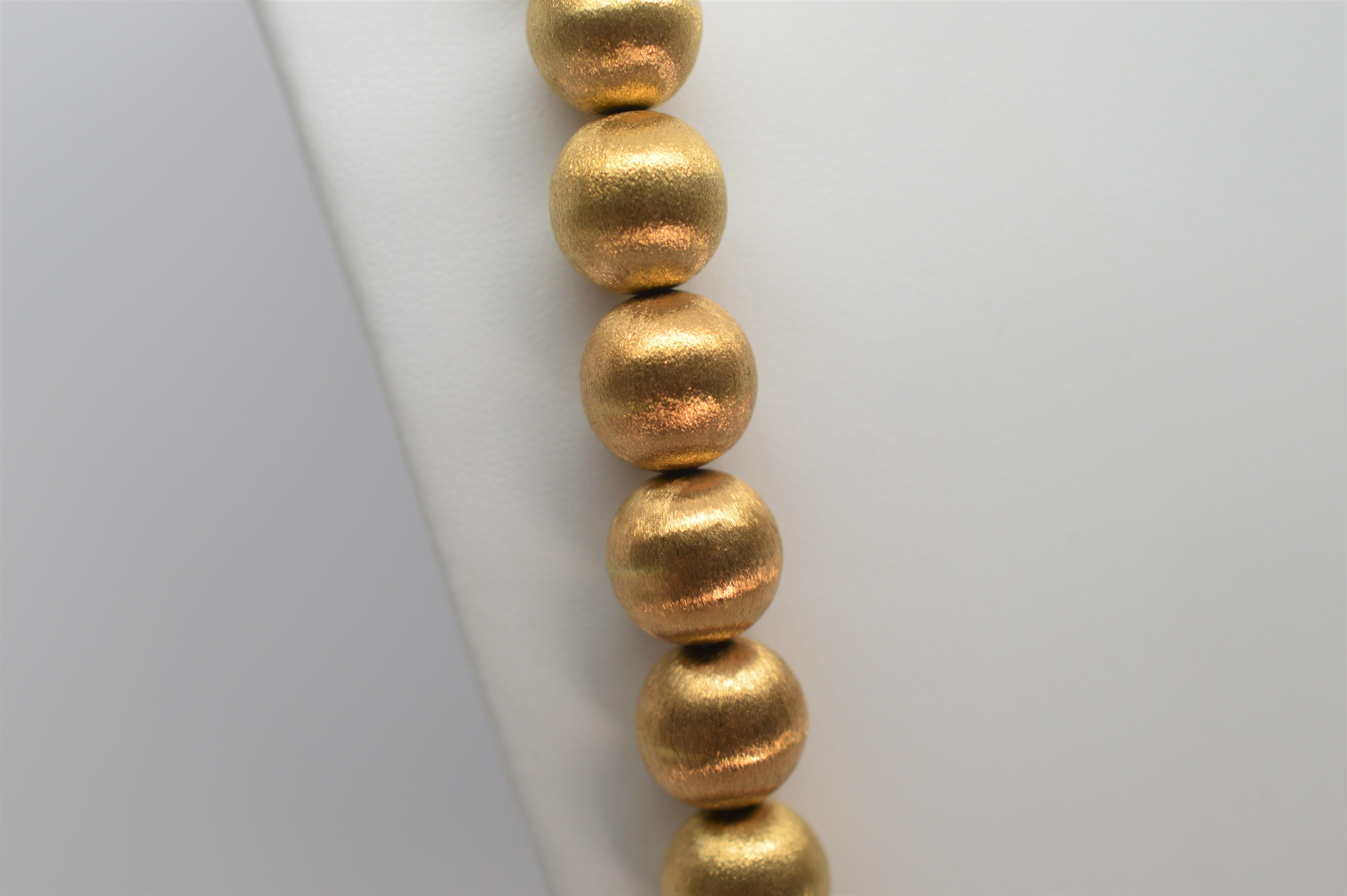 Satin 18 Karat Gold Bead Necklace and Earring Set 1