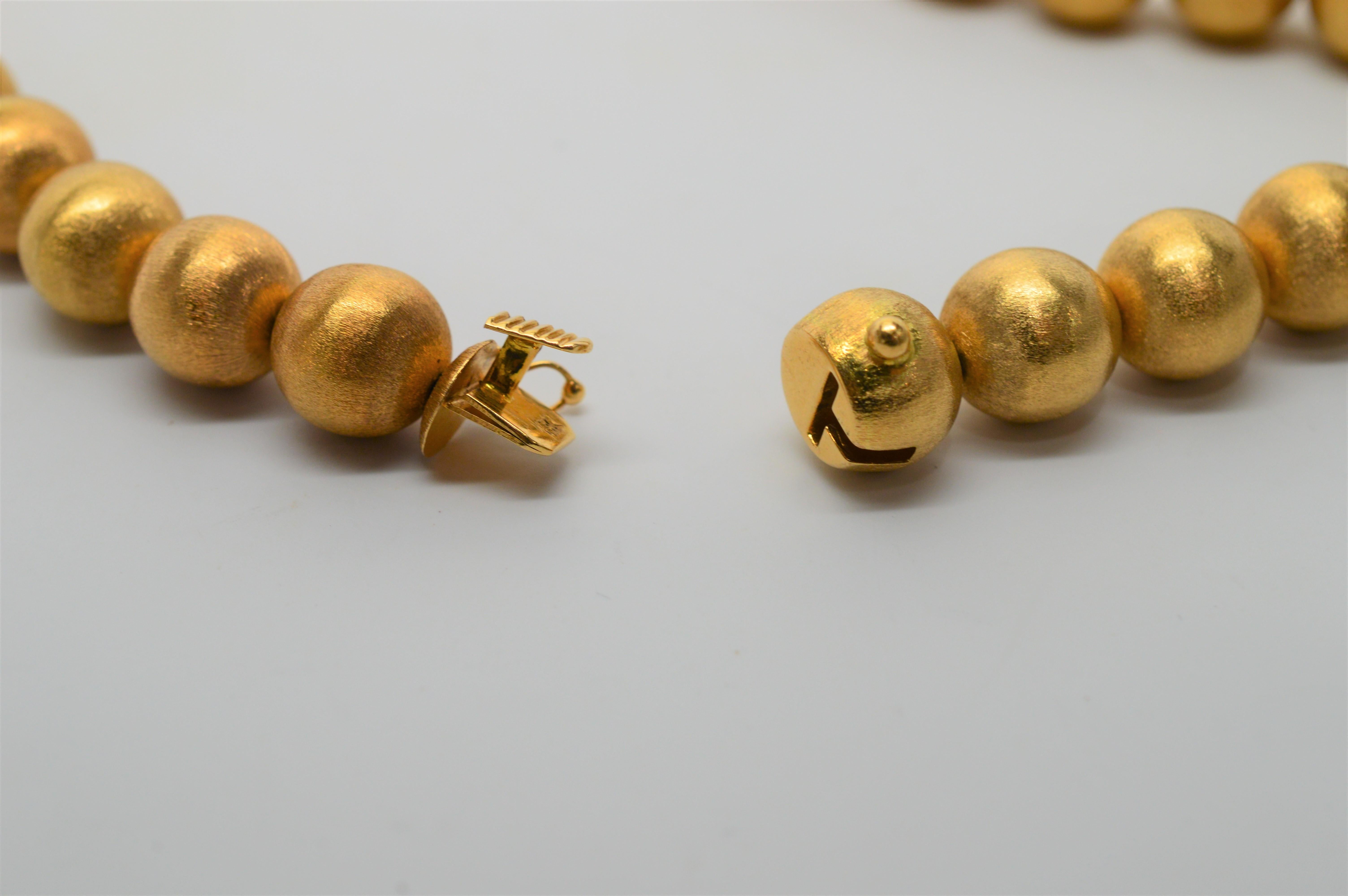 Satin 18 Karat Gold Bead Necklace and Earring Set 3