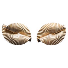 Circa 1950s Cartier 14K Yellow Gold Swirl Design Earrings