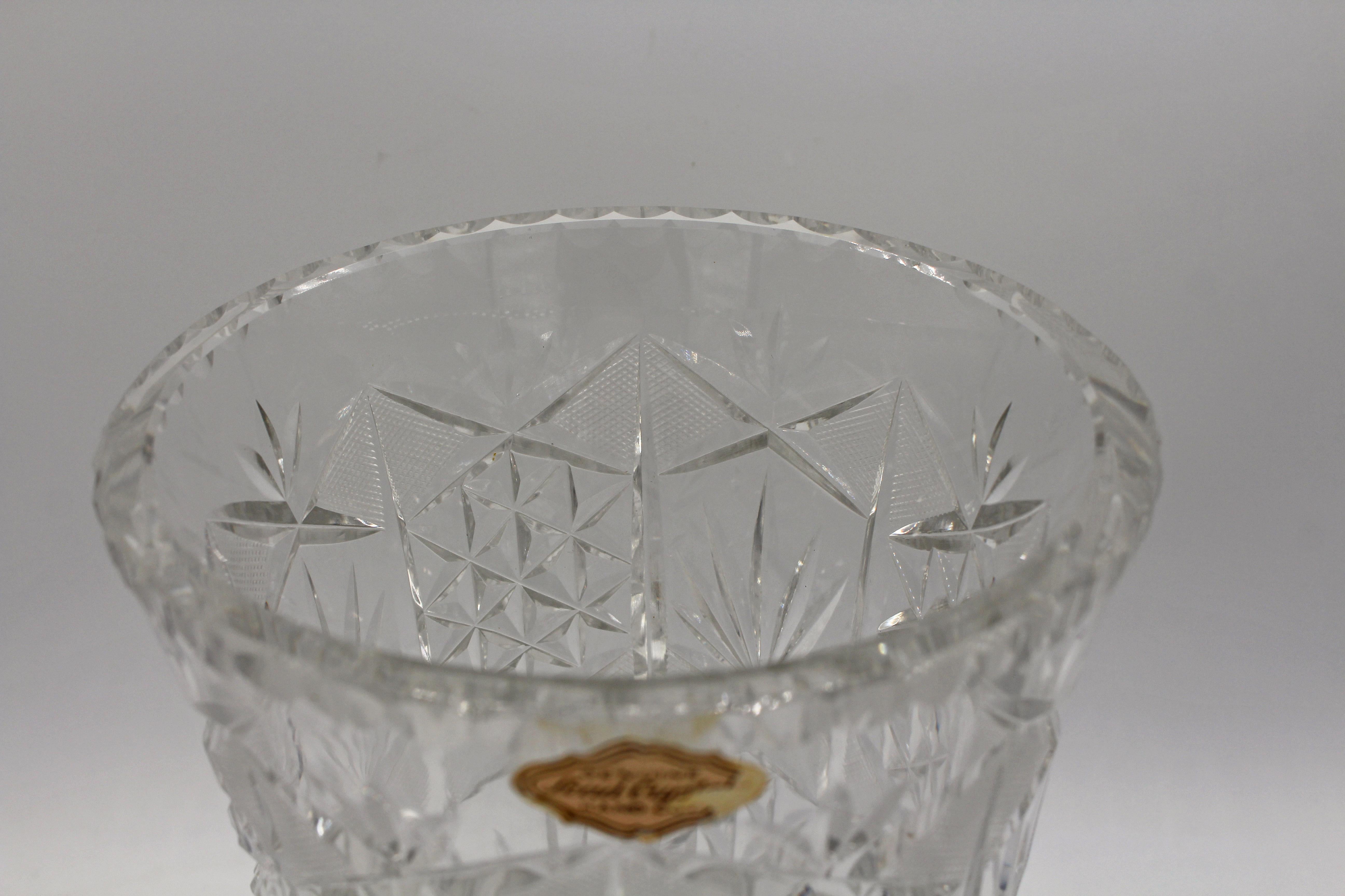 Bohème Vase en cristal tchèque taillé, circa 1950 en vente