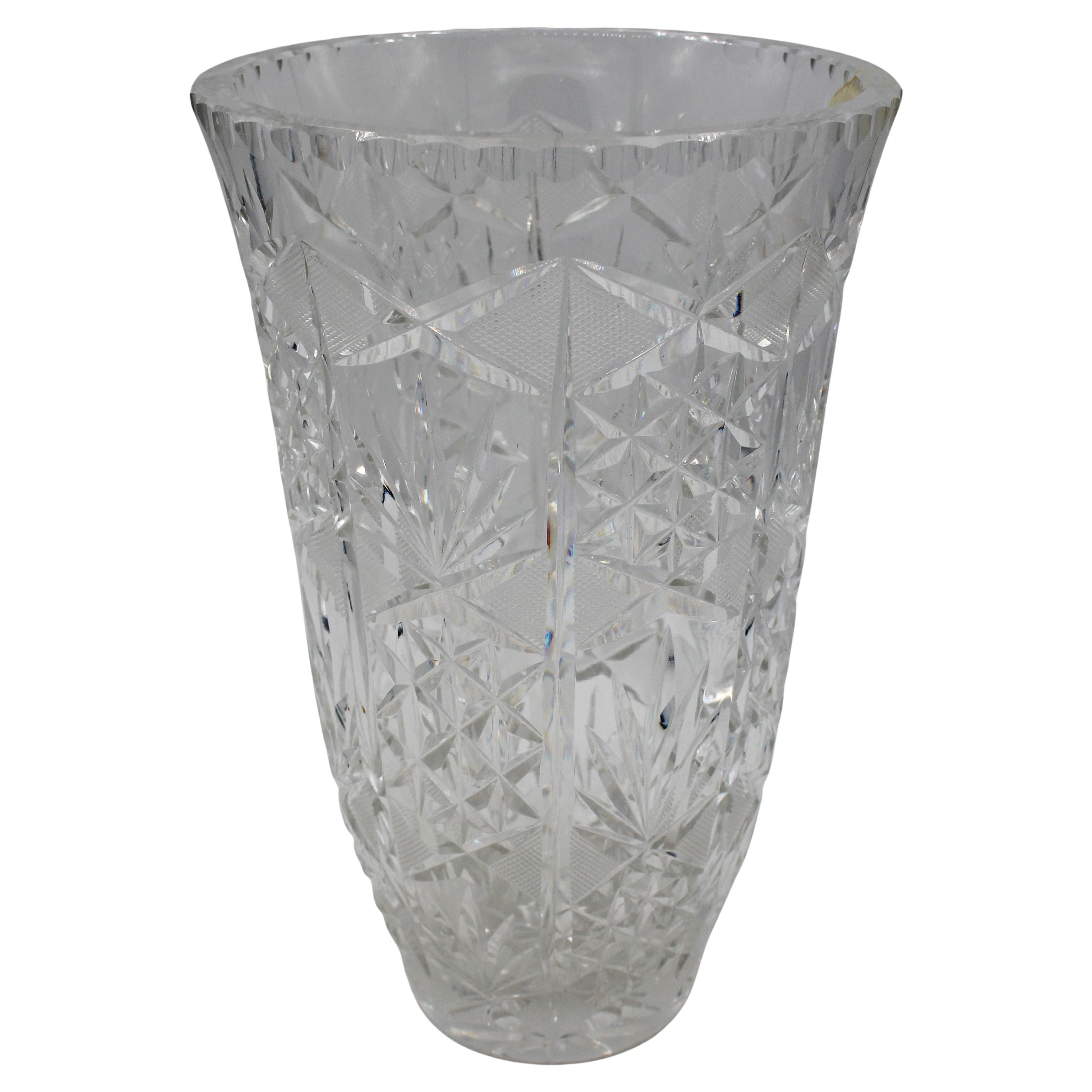 Vaso di cristallo tagliato ceco degli anni '50 circa