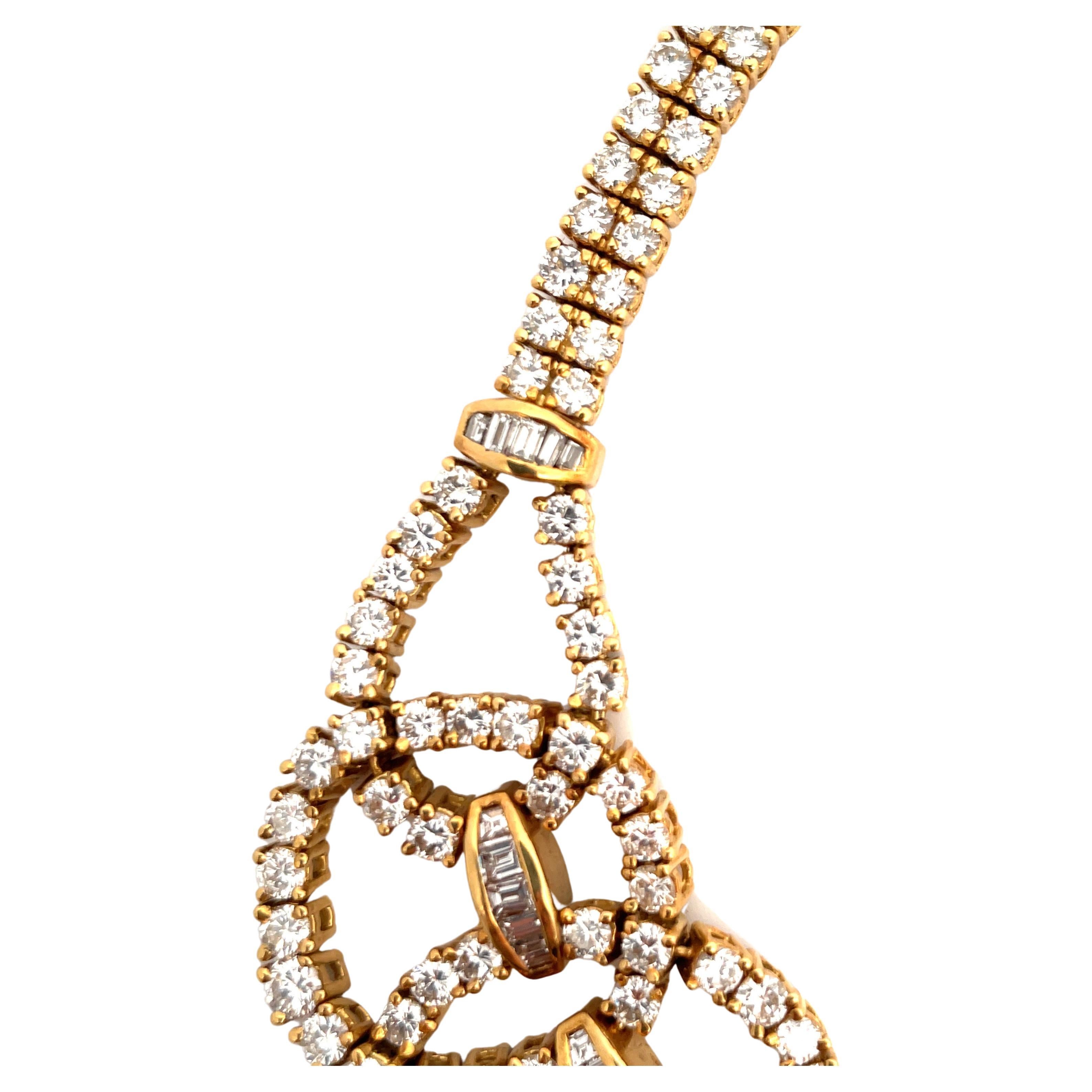 Circa 1950er Jahre Diamant-Halskette mit Kragen 45 Karat 18 Karat Gelbgold im Angebot 4