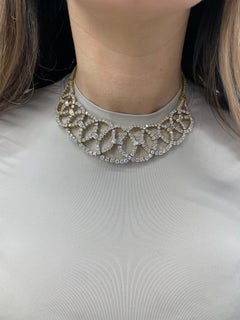 Circa 1950s Diamond Collar Necklace 45 Carats 18 Karat Yellow Gold