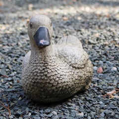 Circa 1950s English Terracotta Painted Duck Garden Ornament