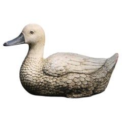 Circa 1950s English Terracotta Painted Duck Garden Ornament