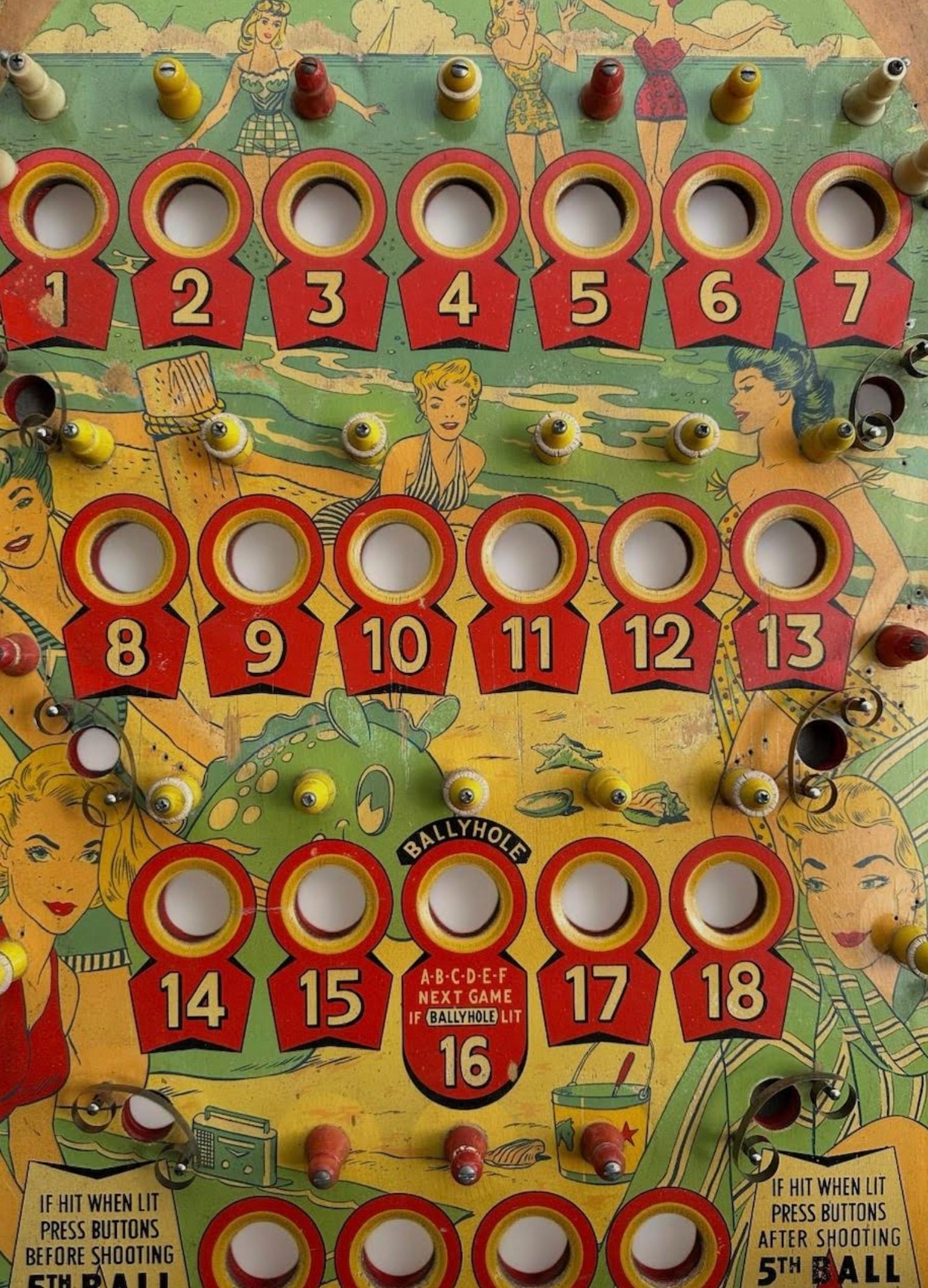 American Classical Circa 1950's Framed Pinball Playing Field For Sale