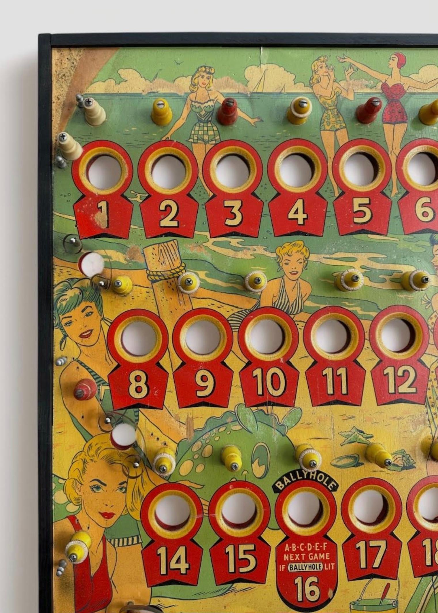 American Circa 1950's Framed Pinball Playing Field For Sale