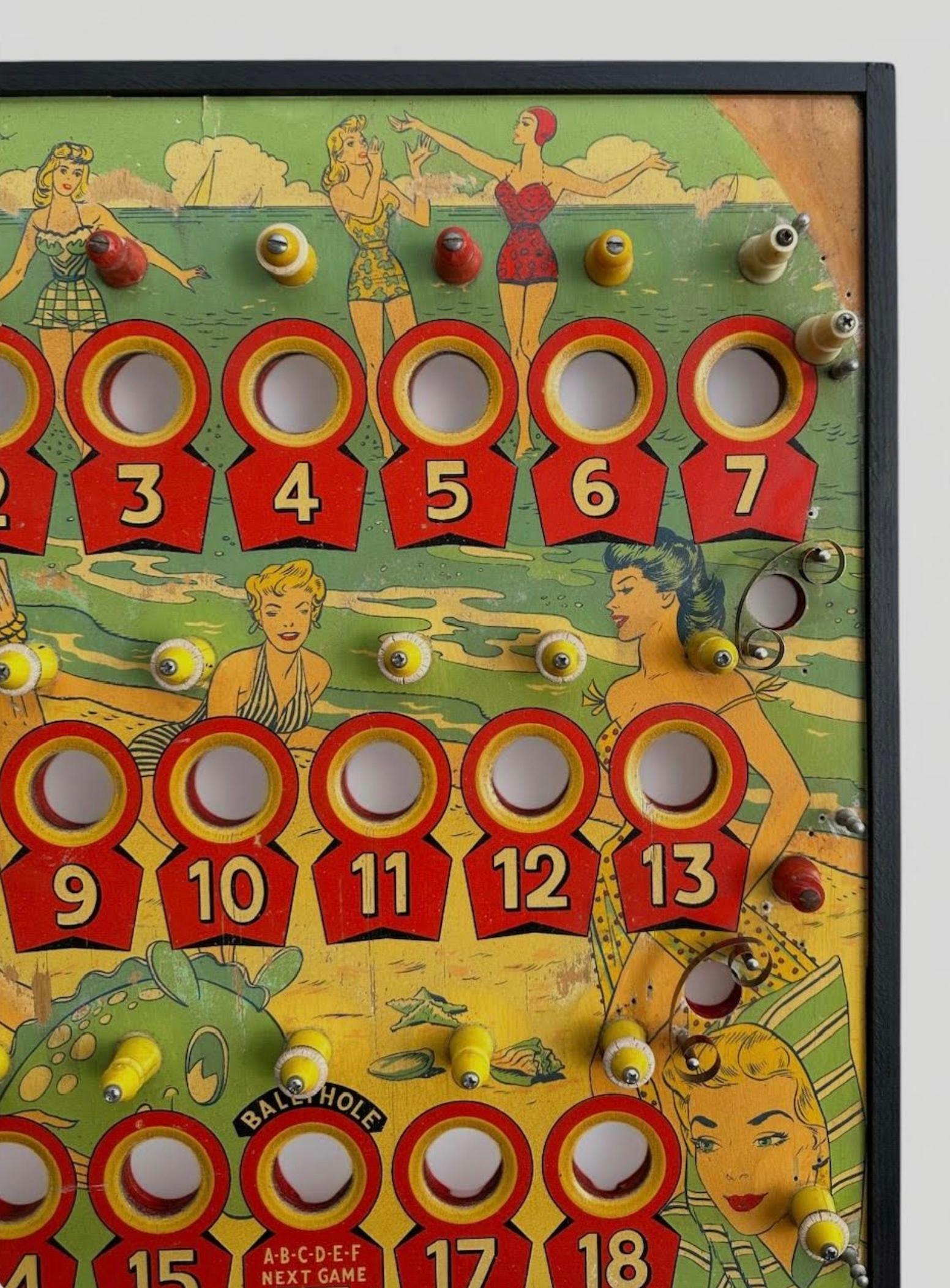 Hand-Crafted Circa 1950's Framed Pinball Playing Field For Sale