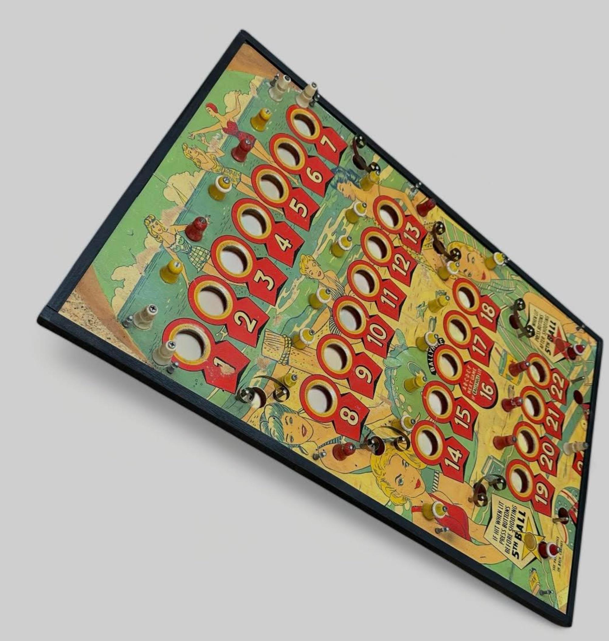 Circa 1950's Framed Pinball Playing Field For Sale 1