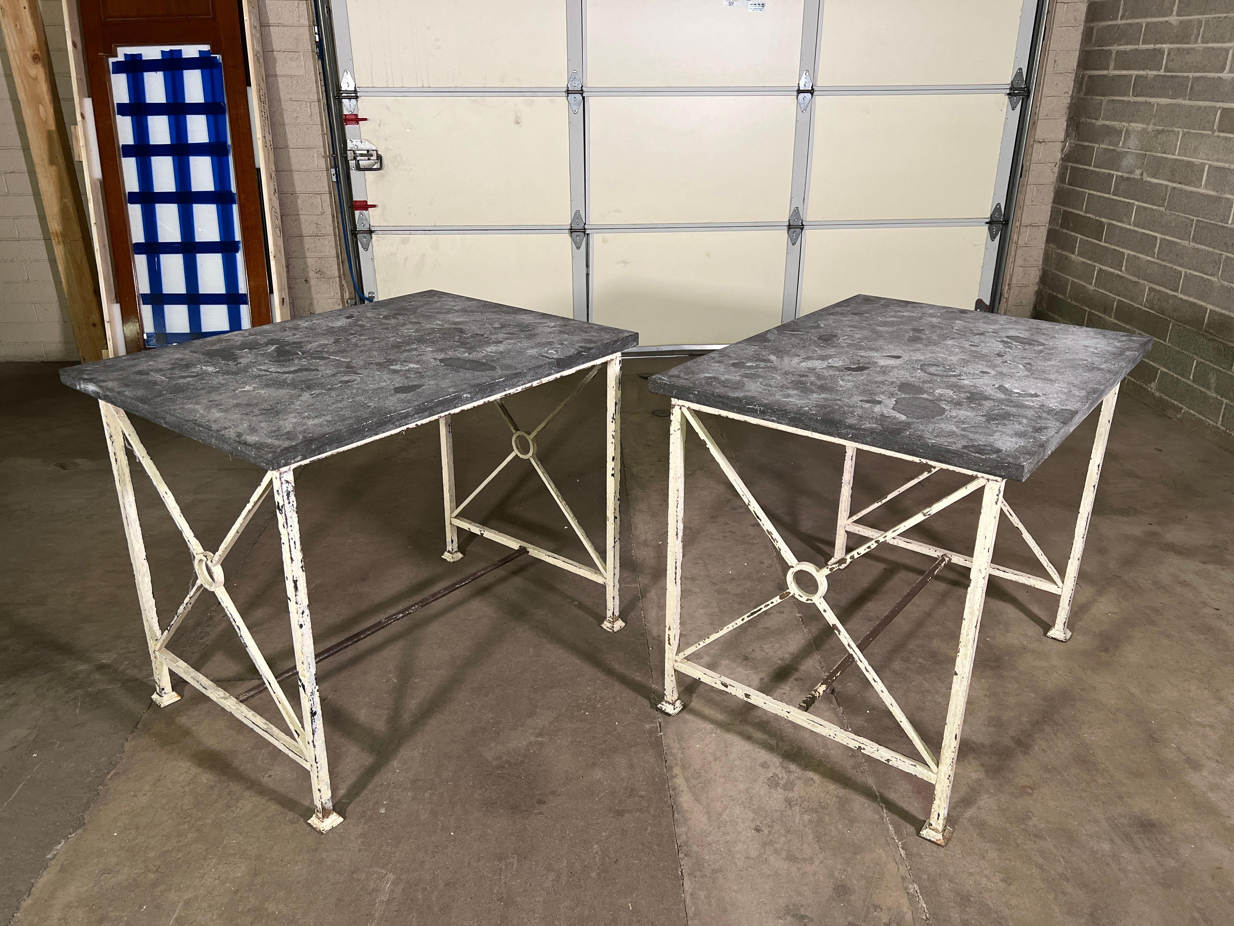 Circa 1950's French Directoire Tables with Slate Tops In Good Condition For Sale In Scottsdale, AZ