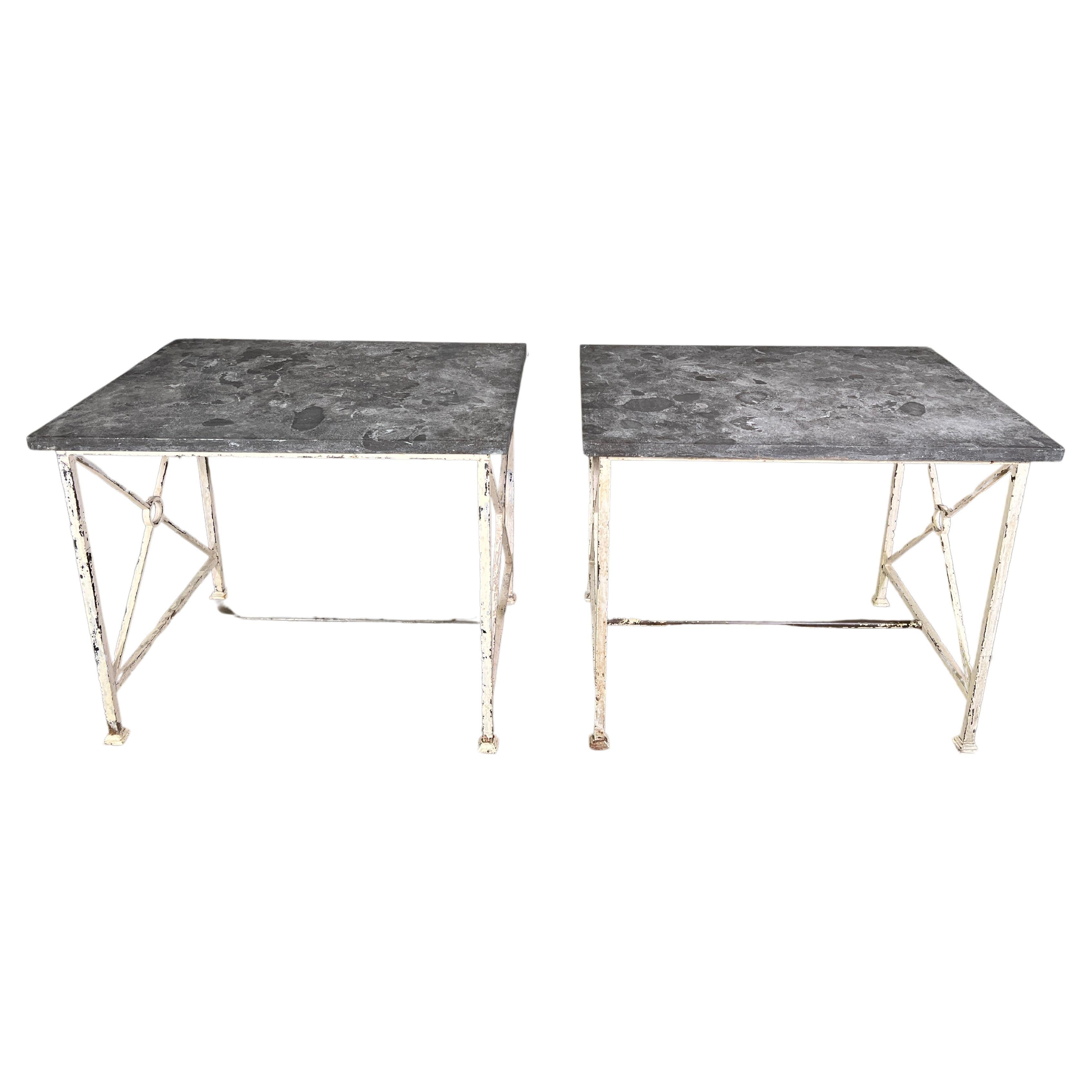 Circa 1950's French Directoire Tables with Slate Tops For Sale