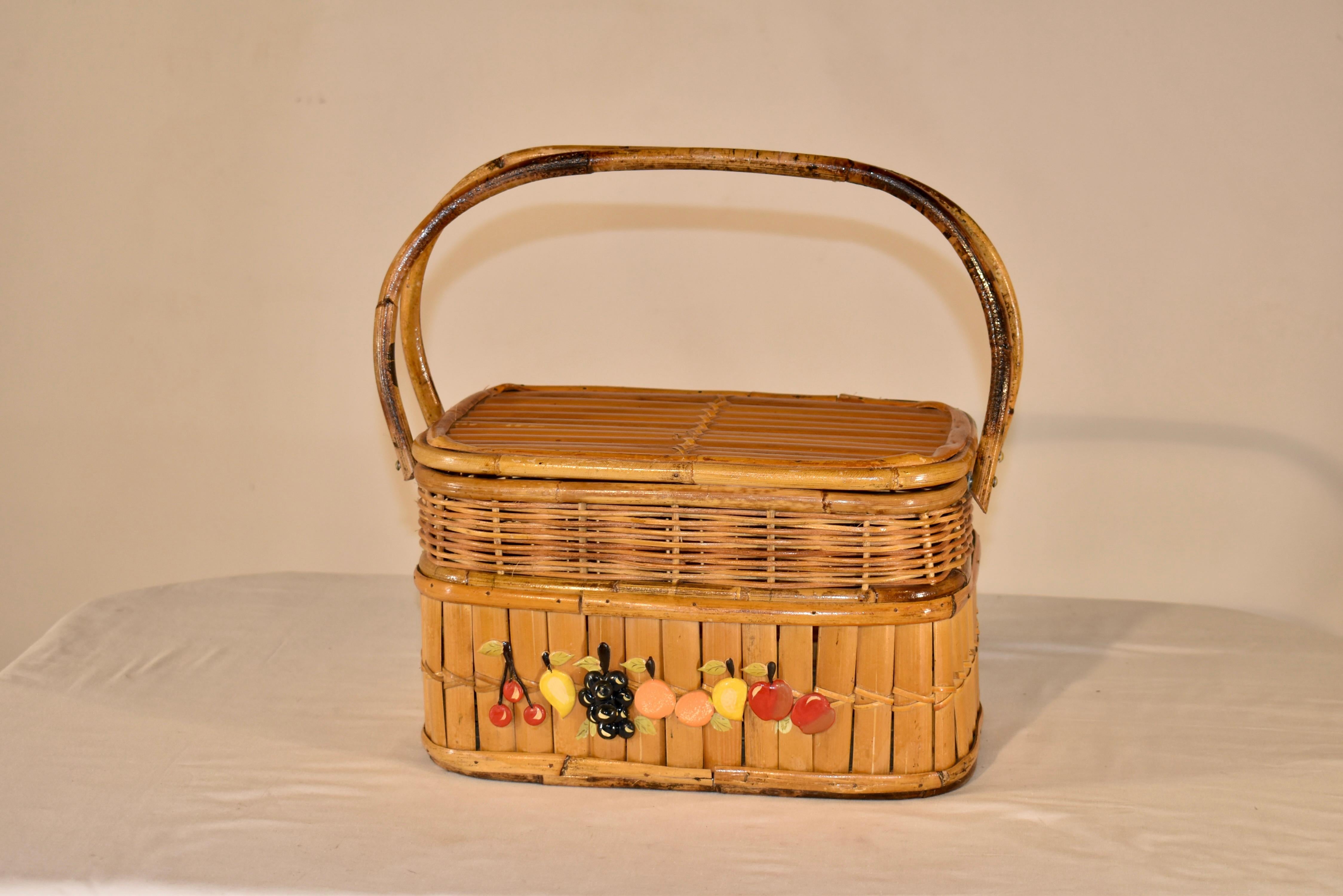 Panier de pique-nique français des années 1950 Bon état - En vente à High Point, NC