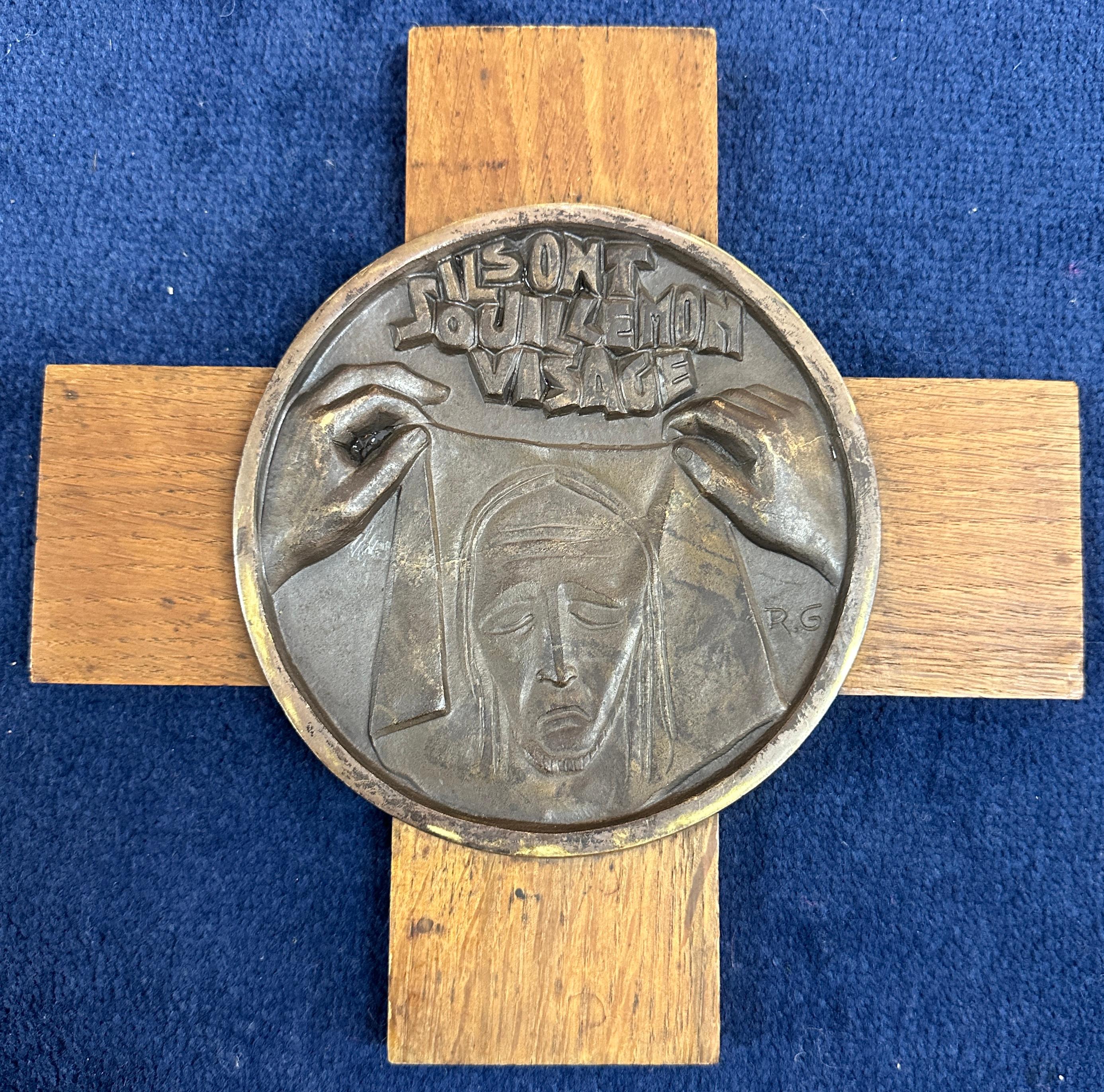 Circa 1950s French René Gourdon Cast Bronze Stations of the Cross Plaques For Sale 1
