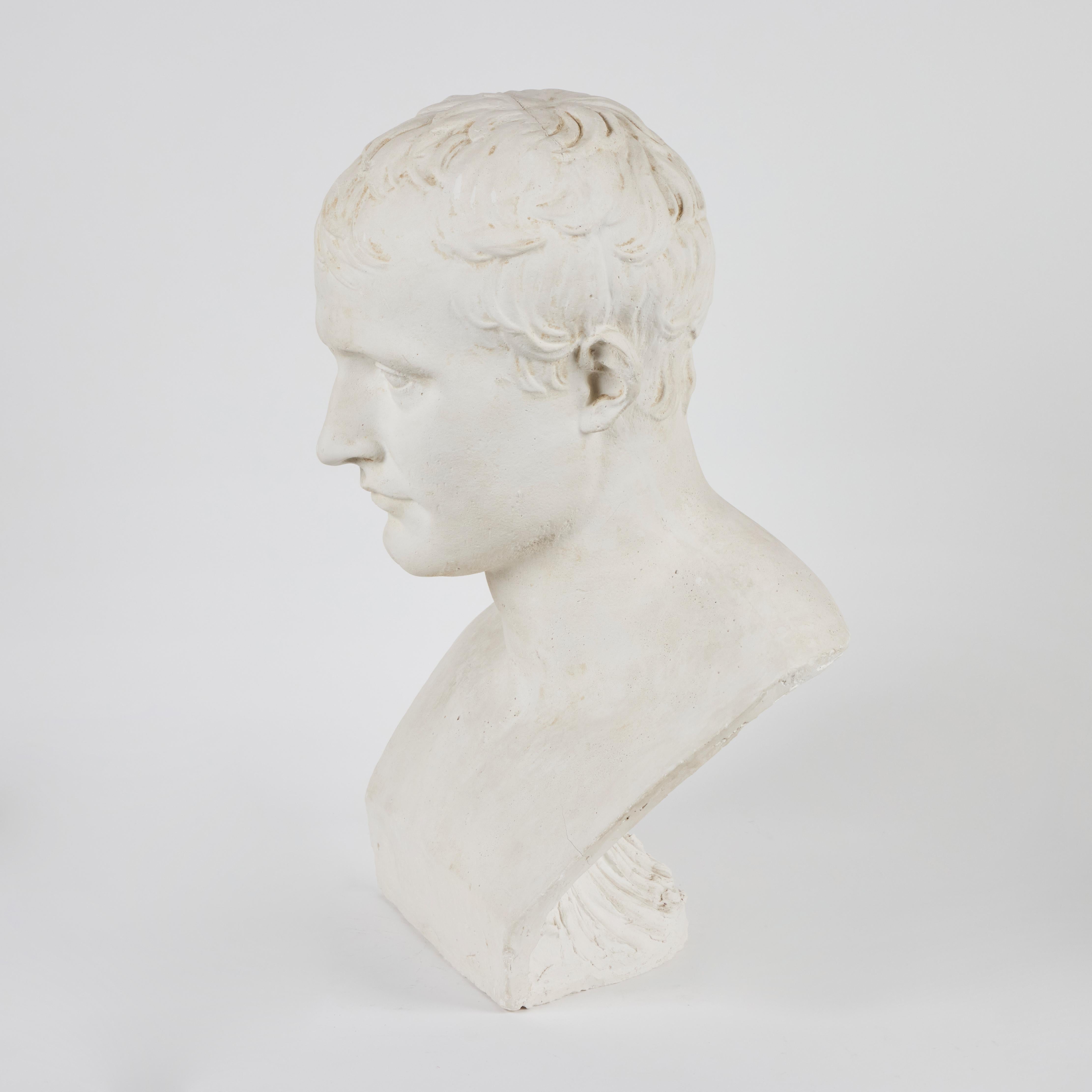 A cast gesso bust of Napolean from an Italian foundry