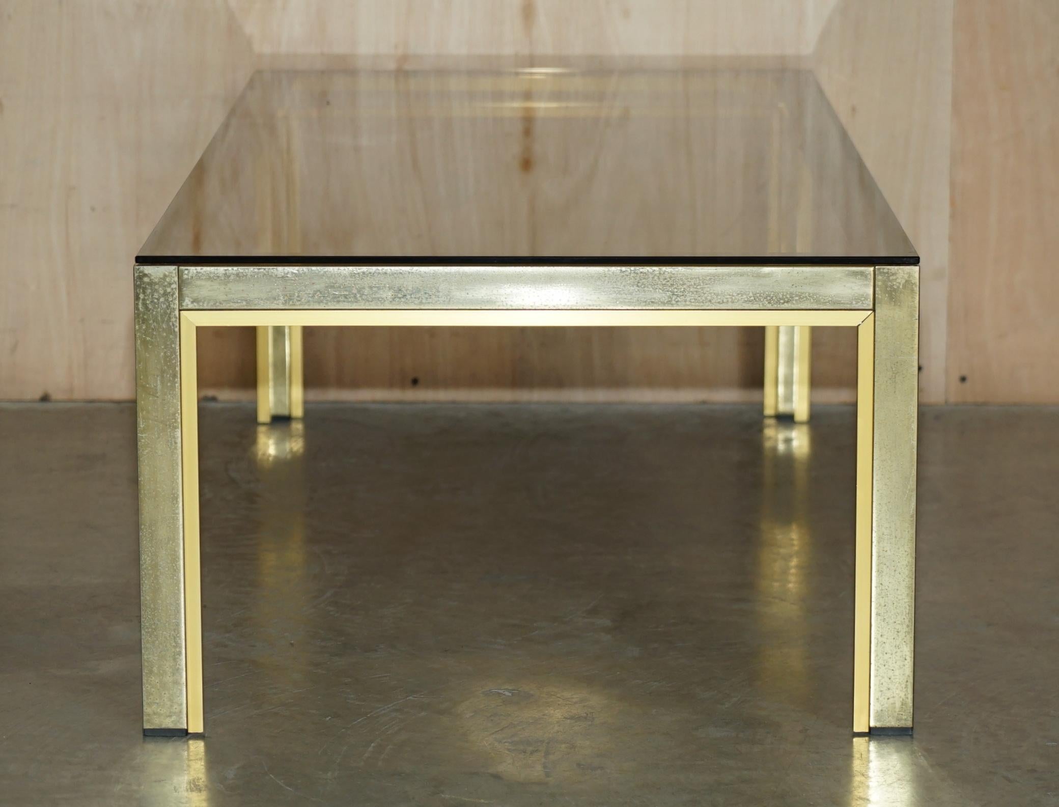 circa 1950's Mid-Century Modern Brass & Glass Coffee Cocktail Table Part Suite For Sale 2